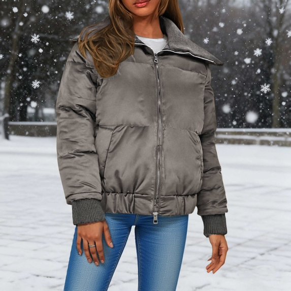 Mittory Women's Lightweight Quilted Puffer Jacket, Short Zip-Up Winter Coat with Lapel & Pockets