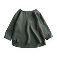 thumbnail image 1 of Mittory Women's Linen 3/4 Sleeve Blouse Crew Neck Summer Casual Tops Loose Fit, 1 of 2