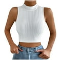 thumbnail image 1 of Mittory Women's Mock Neck Knit Sweater Vest Sleeveless Crossback Crop Tops Cute Sexy Ribbed Pullover Tank Tops, 1 of 6