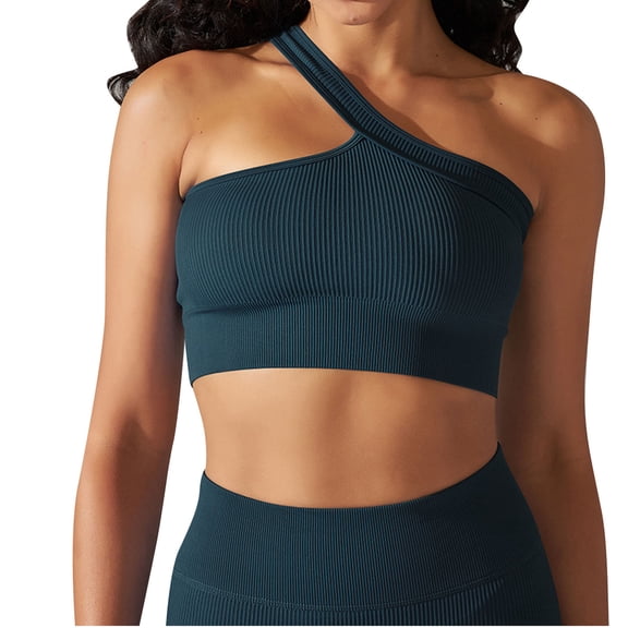Mittory Women's One Shoulder Ribbed Knit Seamless Backless Sleeveless Going Out Trendy Tank Tops Summer Yoga Crop Tops