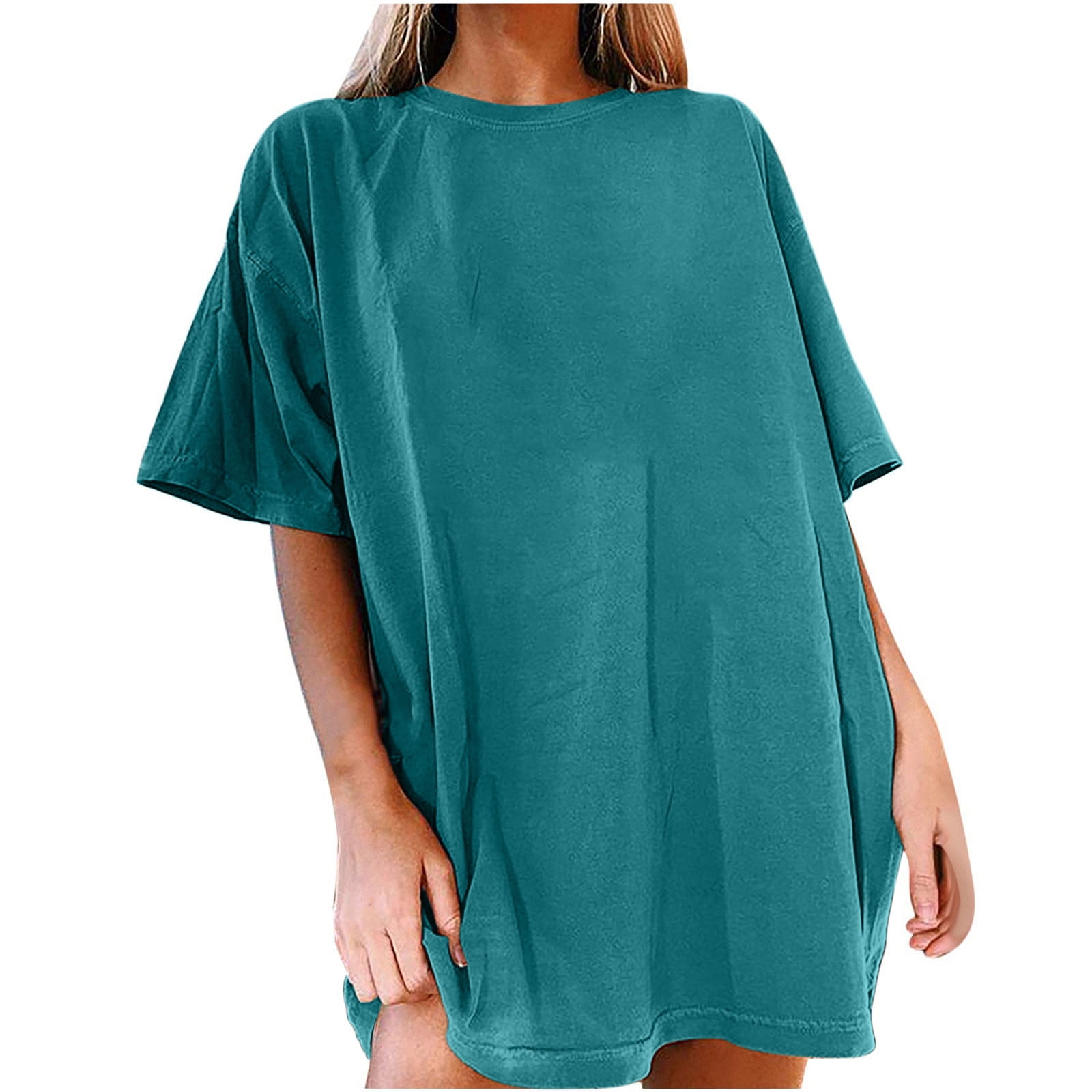 Mittory Women's Oversized T Shirt Crewneck Solid Short Sleeve Baggy — free download
