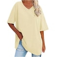 thumbnail image 1 of Mittory Women's Oversized T Shirts Tees Half Sleeve Crew Neck Cotton Tunic Tops, 1 of 8