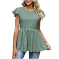 thumbnail image 1 of Mittory Women's Peplum Tops Tie Flutter Short Sleeve Blouse Eyelet Peasant Lace Top, 1 of 7