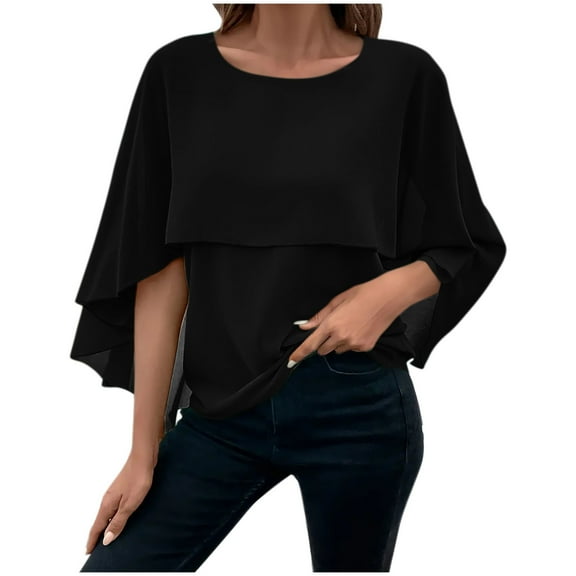 Mittory Women's Plus Size Blouses Summer Casual Loose Batwing Short Sleeve Chiffon Flowy Tops Dressy Elegant Blouse Shirt