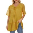 thumbnail image 1 of Mittory Women's Plus Size Summer Tops Short Sleeve Lace Pleated Blouses Tunic Tops, 1 of 8