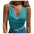 thumbnail image 1 of Mittory Women's Rave Hooded Tank Crop Tops Bow Open Back Sleeveless Drapped Neck Ruched Going Out Tops, 1 of 5