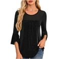thumbnail image 1 of Mittory Women's Ruffle 3/4 Sleeve Elegant Dressy Blouses Crew Neck Double Layers Mesh Tunic Tops, 1 of 5