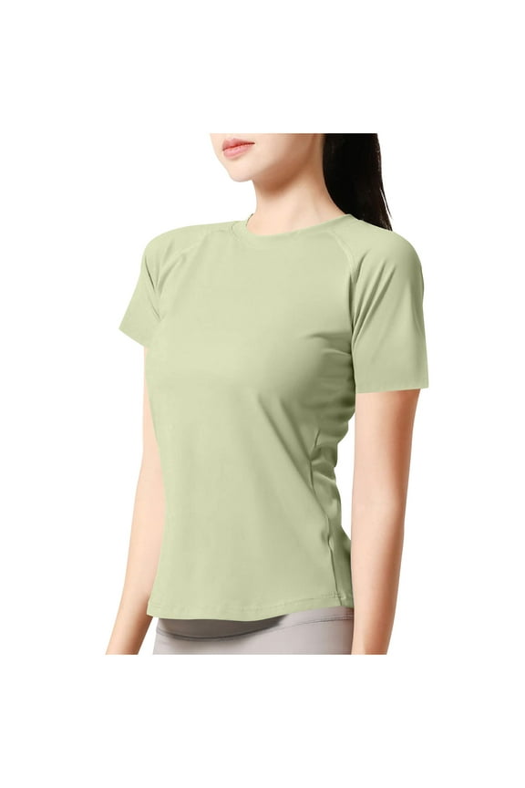 Women's Running Athletic Shirts Dry Fit Active T-Shirt Tops Short Sleeve Gym Workout Exercise Tees