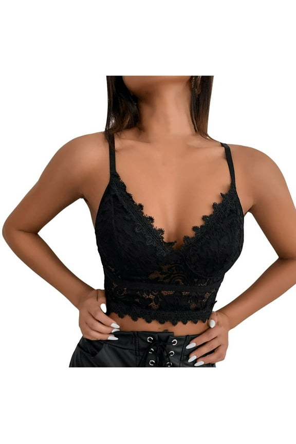Women’s Sexy Lace Camisole Guipure Lace Crop Top Half Cami Bralette Spaghetti Strap Lace Adjustable Straps