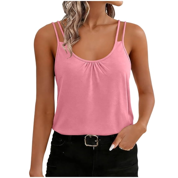 Mittory Women's Sexy Spaghetti Strap Tank Tops Banded Bottom Scoop Neck Sleeveless Tops
