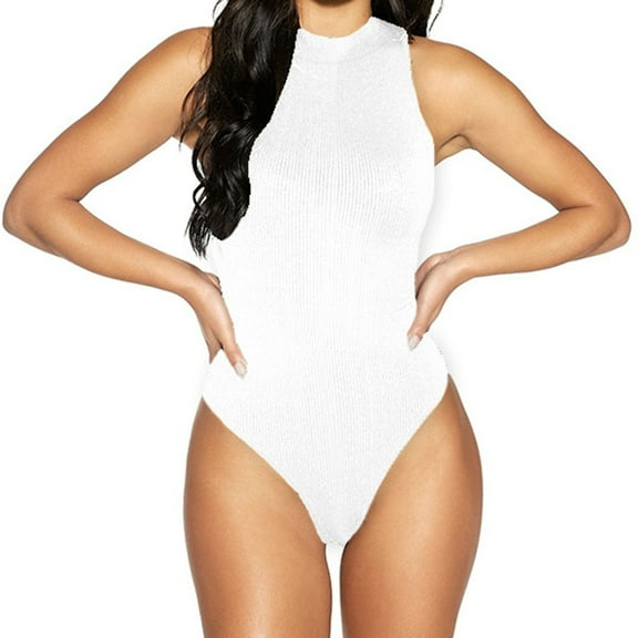 Mittory Women's Shapewear Bodysuit High Neck Seamless Body Shaper Sleeveless Racerback Thong Body Suit Tank