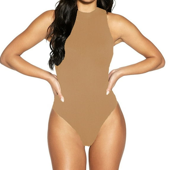 Mittory Women's Shapewear Bodysuit High Neck Seamless Body Shaper Sleeveless Racerback Thong Body Suit Tank