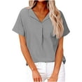 thumbnail image 1 of Mittory Women's Shirts Short Sleeve V Neck Summer Tops Business Casual Collared Shirts Loose Tees, 1 of 8