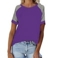 thumbnail image 1 of Mittory Women's Short Raglan Sleeve T-Shirts Casual Color Block Casual Summer Tees Tops, 1 of 8