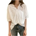 thumbnail image 1 of Mittory Women's Short Sleeve Blouses Eyelet Floral Hollow Out Embroidery Summer Work Casual Blouse Top, 1 of 4