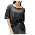 thumbnail image 1 of Mittory Women's Short Sleeve Scoop Neck Shirt Contract Mesh Racerback Athletic Tops Workout Running Tops, 1 of 7