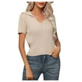 thumbnail image 1 of Mittory Women's Short Sleeve Sweater Tops Lightweight Pullover Shirts Spring Summer Trendy Casual Blouses, 1 of 8
