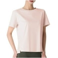 thumbnail image 1 of Mittory Women's Short Sleeve Workout Tops Crewneck Loose Fit Athletic Shirts Solid Color Basic Tees, 1 of 4