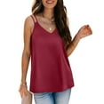 thumbnail image 1 of Mittory Women's Silk Satin Tank Tops V Neck Adjustable Spaghetti Strap Sleeveless Camisole Summer Basic Blouse, 1 of 5