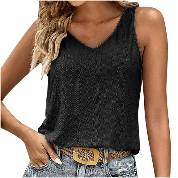 Mittory Women's Sleeveless V Neck Tank Tops Summer Casual Backless Eyelet Blouse Fashion Twisted Knot Back Solid Color Top