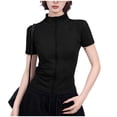 thumbnail image 1 of Mittory Women's Slim Fit Athletic Jacket, Full Zip Short Sleeve Workout Top - Solid Color Fitness Wear, 1 of 4