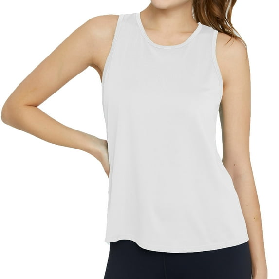 Mittory Women's Solid Color Sleeveless Alternate Back Hollow Yoga Suit Fitness Sports Round-Neck Tank Top