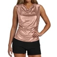 thumbnail image 1 of Mittory Women's Sparkly Metallic Camisole, Mock Neck Ruched Tank Top for Party & Club Wear, 1 of 8