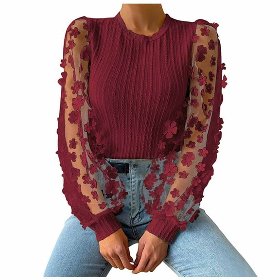 Mittory Women’s Square Neck Blouse Sheer Mesh Lantern Sleeve Polka Dot Knit Business Casual Tops Shirts