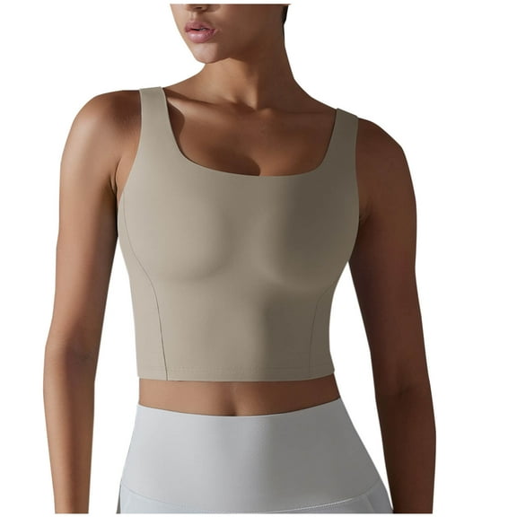 Mittory Women's Square Neck Longline Sports Bra Sleeveless Padded Workout Yoga Crop Tank Tops