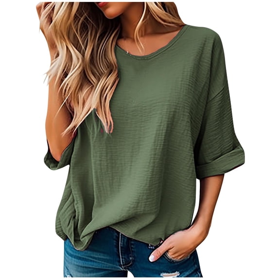 Mittory Women's Summer Casual Crewneck Batwing Half Sleeve T-Shirts Loose Fit Basic Flowy Tops Tees Blouses