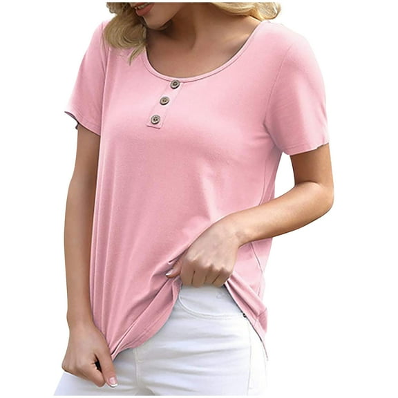 Mittory Women's Summer Floral Tunic Tops Casual Blouse Short Sleeve Buttons Up T-Shirts