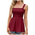 thumbnail image 1 of Mittory Women's Summer Ruffle Hem Smocked Tank Tops Sleeveless Strappy Cami Blouse Peplum Top Square Neck Babydoll Shirts, 1 of 7