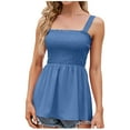 thumbnail image 1 of Mittory Women's Summer Ruffle Hem Smocked Tank Tops Sleeveless Strappy Cami Blouse Peplum Top Square Neck Babydoll Shirts, 1 of 7