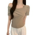 thumbnail image 1 of Mittory Women's Summer Short Sleeve Blouses Sexy One Off The Shoulder T-Shirt Ruched Going Out Tops Slim Fit Shirts, 1 of 3