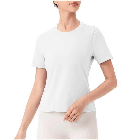 Mittory Women's Summer Short Sleeve Tops Cotton Trendy Cute Basic Casual Crew Neck T Shirts Tees Tops
