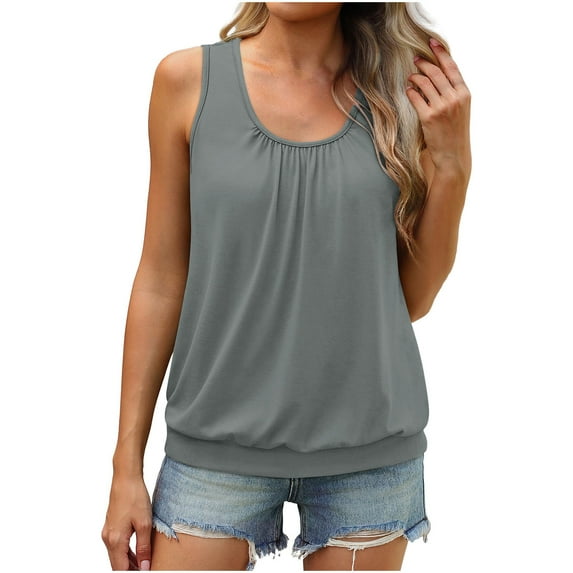 Mittory Women's Summer Sleeveless Chiffon Tank Tops Blouses Casual Double Layers Flowy Tunic Shirts