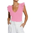 thumbnail image 1 of Mittory Women's Summer Sleeveless Tops V Neck Ruffle Shirts Knit Ribbed Tank Top Sexy Blouse, 1 of 5