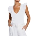 thumbnail image 1 of Mittory Women's Summer Sleeveless Tops V Neck Ruffle Shirts Knit Ribbed Tank Top Sexy Blouse, 1 of 5