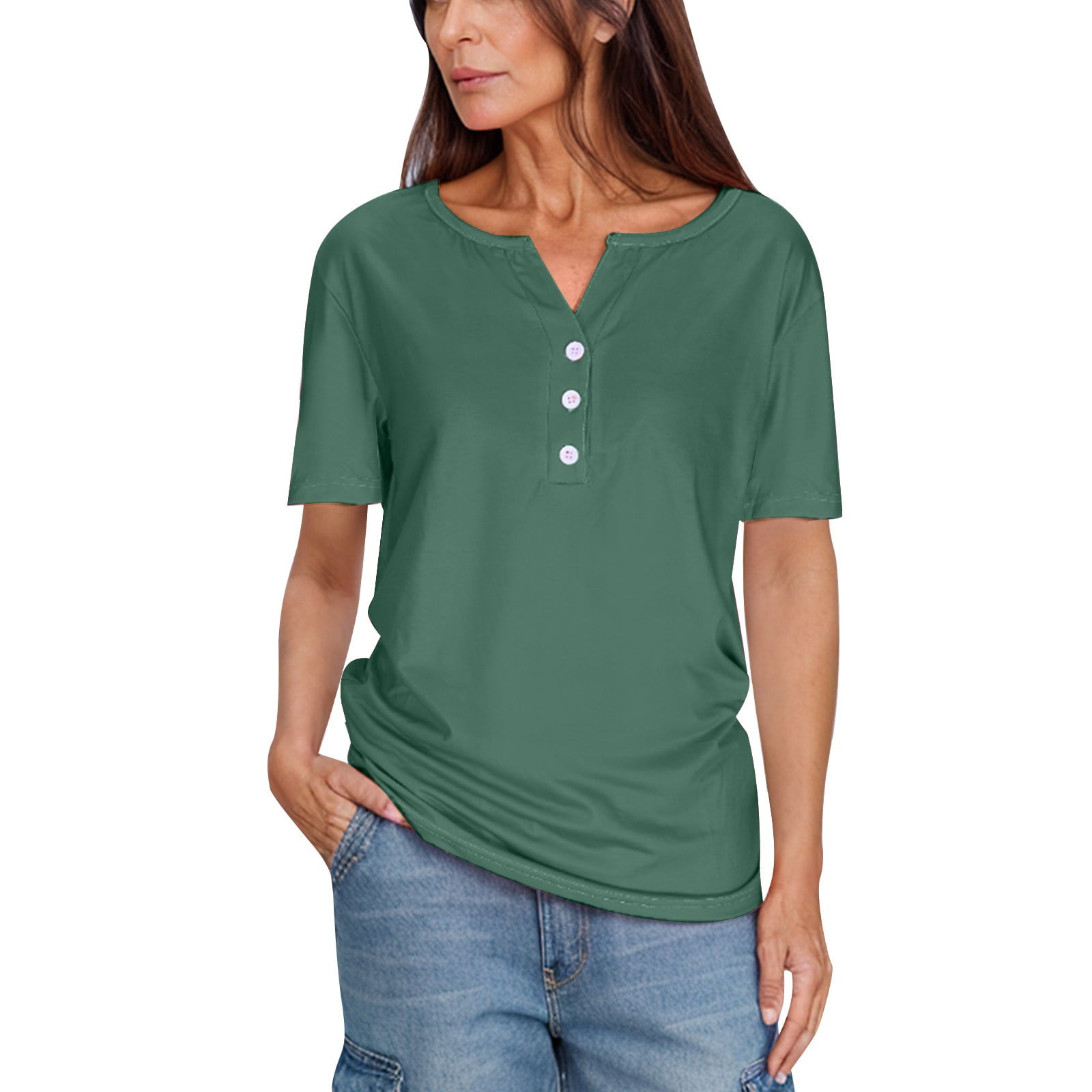 Mittory Women's Summer Tops Casual Cotton Linen T Shirts Short Sleeve ...