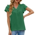 thumbnail image 1 of Mittory Women's Summer V Neck Ruffle Short Sleeve Blouse Business Office Casual Top Shirts, 1 of 7