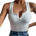 thumbnail image 1 of Mittory Women's Tank Tops Ribbed V Neck Sleeveless T Shirts Summer Slim Fitted Basic Tee Tops Crew Neck Cami Shirt, 1 of 5