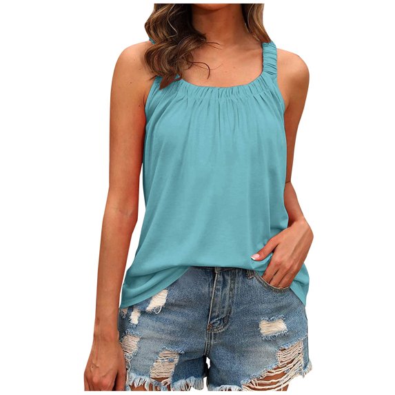 Mittory Women's Tank Tops Summer Tunics Casual Sleeveless Shirts Ladies Loose Fit Blouses
