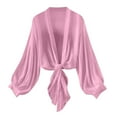 thumbnail image 1 of Mittory Women's Tie Front Tops Bow Sheer Lantern Long Sleeve Blouse Fashion Spring Summer Outfits, 1 of 7