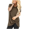thumbnail image 1 of Mittory Women's Tops Short Sleeve Twist Knotted T Shirts Summer Blouse Tunic Tops, 1 of 4