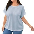 thumbnail image 1 of Mittory Women's Tops Trendy Casual Crew Neck Lightweight Shirts Knit Tunic Basic T-Shirt, 1 of 5