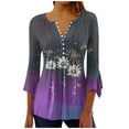 thumbnail image 1 of Mittory Women's Tunic Tops 3/4 Length Sleeve Blouses Dressy Casual V Neck Spring Summer Fashion Trends, 1 of 4