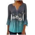 thumbnail image 1 of Mittory Women's Tunic Tops 3/4 Length Sleeve Blouses Dressy Casual V Neck Spring Summer Fashion Trends, 1 of 4