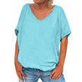 thumbnail image 1 of Mittory Women's V Neck Oversized T-Shirts Summer Short Sleeve Shirts Loose Casual Tops Tee, 1 of 5