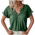 thumbnail image 1 of Mittory Women's V Neck Short Sleeve Tops Button Down Casual T Shirts Basic Dressy Tees, 1 of 7