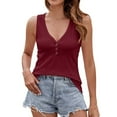 thumbnail image 1 of Mittory Women's V Neck Tank Tops Summer Sleeveless Ribbed Button Casual Henley Shirts, 1 of 8